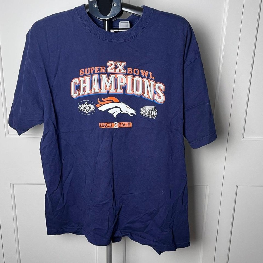 Vintage Reebok Denver Broncos 2X Super Bowl Champions Shirt XL 1998 1999 NFL